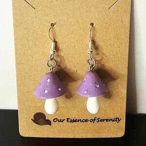 Purple Mushroom Earrings